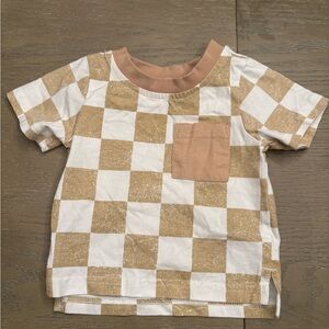 Little Bipsy Tan and White Checkered Tee